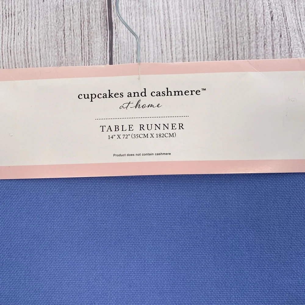 Cupcakes and Cashmere Table Runner 14x72 Blue Green Scalloped Wavy Edge Colorful